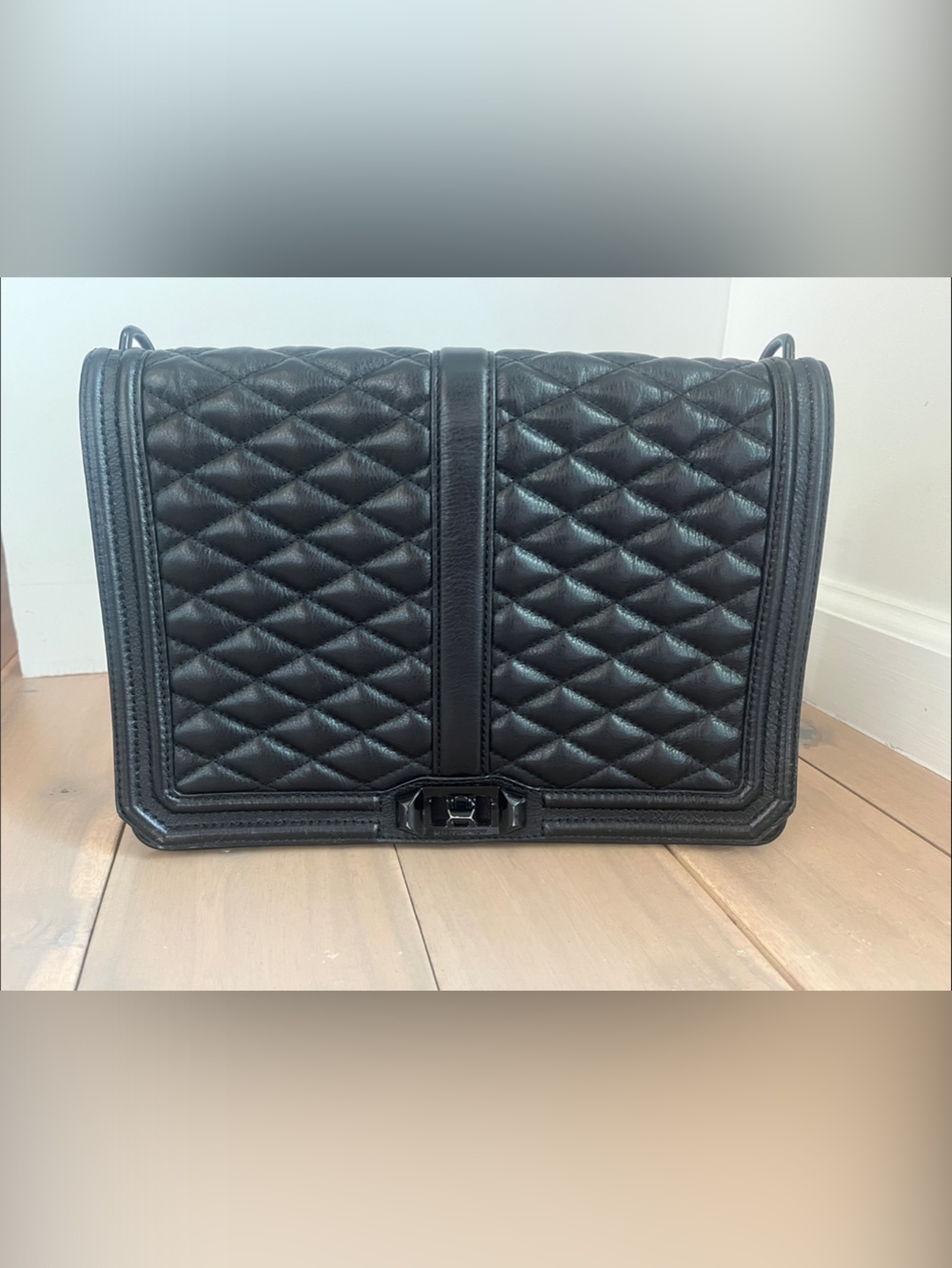 Rebecca Minkoff Large Black on Black Love Quilted Leather Crossbody Bag